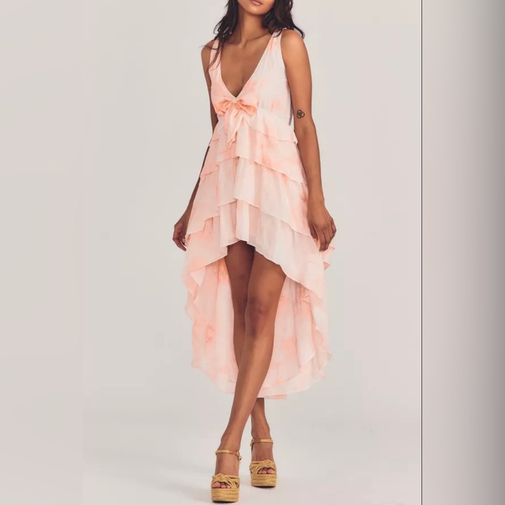 NWT LoveShackFancy LSF Peach Risley High Low Dress Sizes XS/M